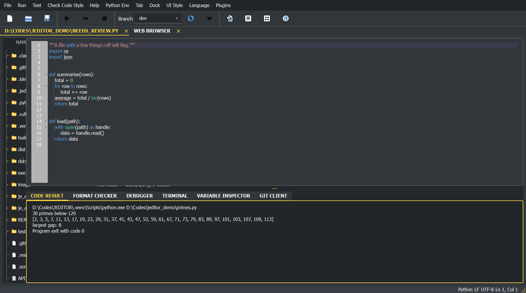 Diagnostics underlined in the editor
