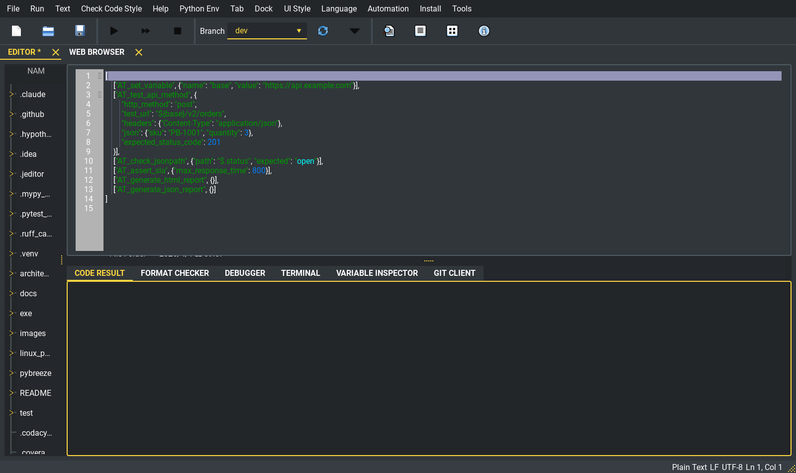 PyBreeze main window