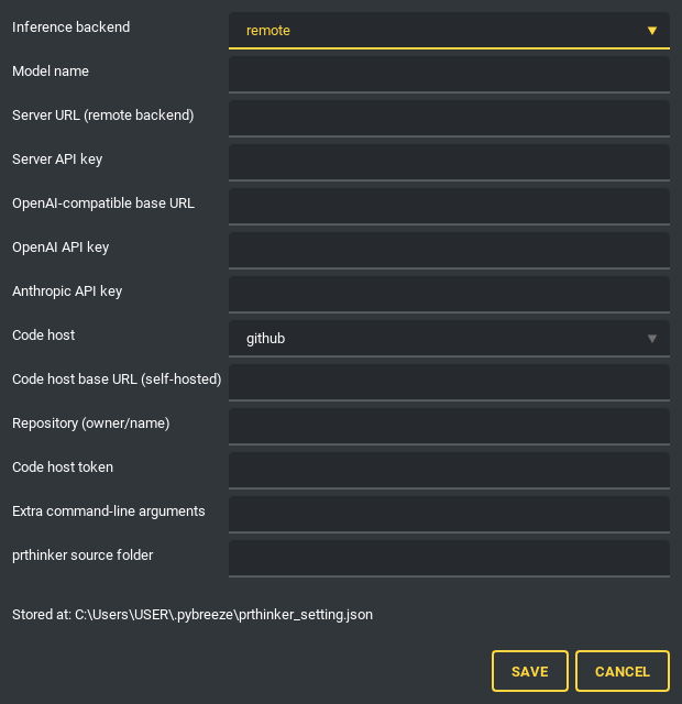 prthinker settings
