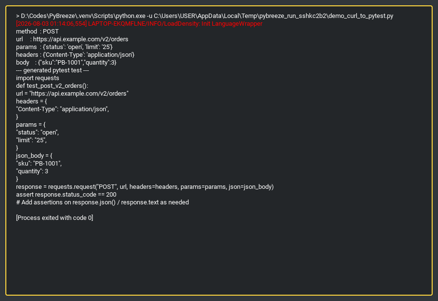 Run output window