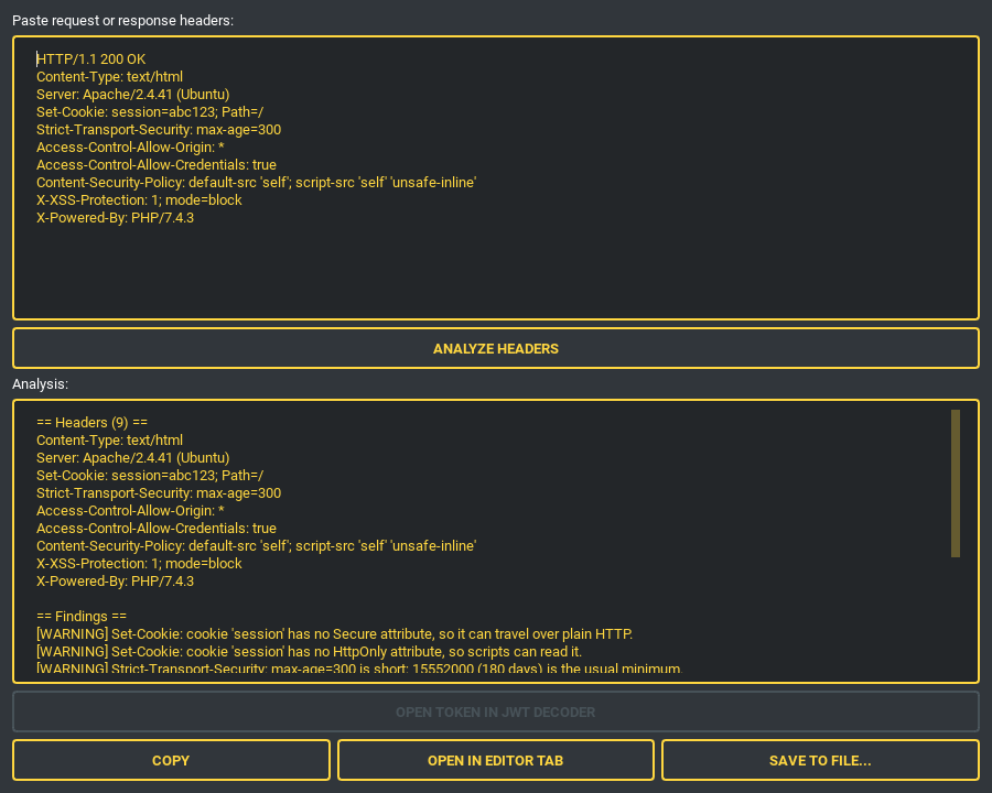 Header Analyzer
